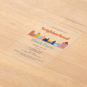 Neighborhood Block Party Meet Your Neighbors アクリル招待状 (レイダウン)