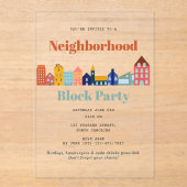 Neighborhood Block Party Meet Your Neighbors アクリル招待状 (正面)