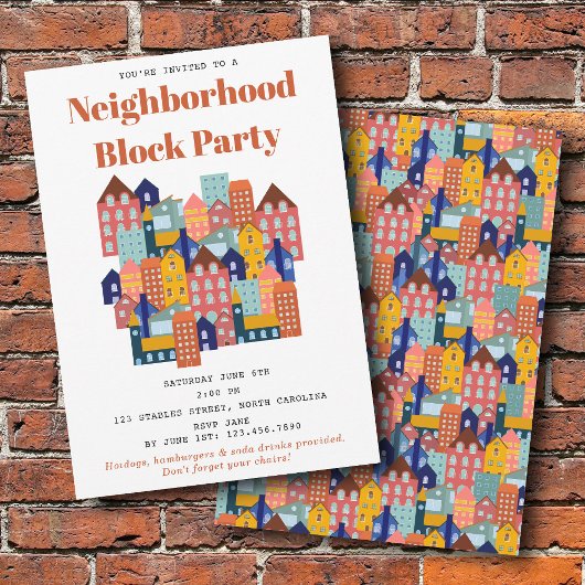 Neighborhood Block Party Meet Your Neighbors 招待状