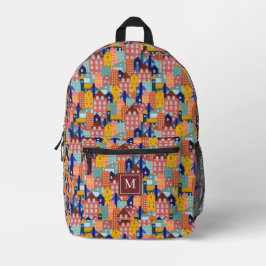 Neighborhood City Houses Pattern プリントバックパック