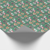 Neighborhood Dogsクリスマスグリーン ラッピングペーパー (角)