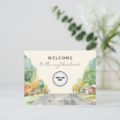 Neighborhood Logoパーソナライズされたへようこそ ポストカード (スタンド正面)
