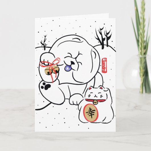 NEKOとINUの新年休暇 カード (正面)