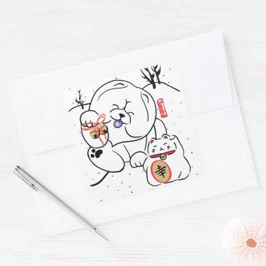 NEKOとINUチャウと猫の休日 スクエアシール (封筒)