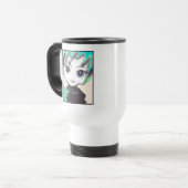 Nekoの女の子、Okoの旅行者の白いコーヒーカップ トラベルマグ (正面左)