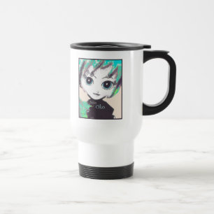 Nekoの女の子、Okoの旅行者の白いコーヒーカップ トラベルマグ