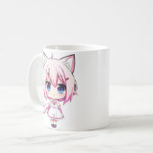 Neko chibi anime girl Taza コーヒーマグカップ (正面左)