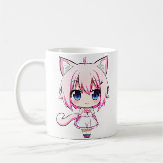 Neko chibi anime girl Taza コーヒーマグカップ