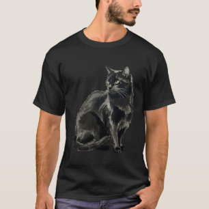 「neko」Japanese style ink painting T-shirt Tシャツ