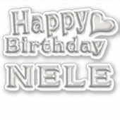 Nele Happy Birthday silver Aufkleber Sticker シール (正面)