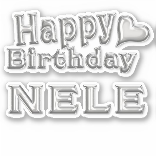 Nele Happy Birthday silver Aufkleber Sticker シール (正面)