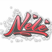 Nele red Heart Graffiti Aufkleber Sticker シール (正面)