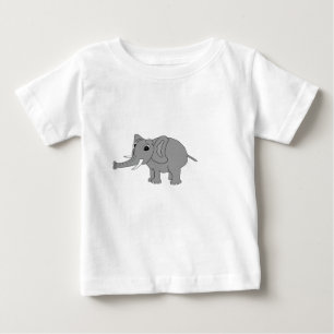"Nellie"象(白黒) ベビーTシャツ