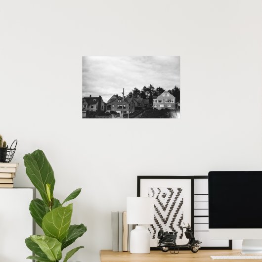 Nelscott、オレゴン州コテージオンパシフィック海 ポスター (ホームオフィス)