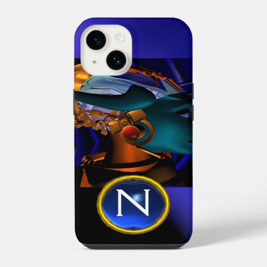 NEMES /HYPER ANDROID、青いSFモノグラム iPhoneケース (裏面)