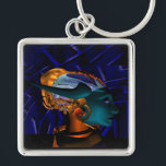 NEMES / HYPER ANDROID Science Fiction Blue Metal キーホルダー<br><div class="desc">Vibrant , expressive artistic animation frame from our 3D science fiction movie "Hyperion World". Nemes,  Goddess of darkness from Hyperion .</div>