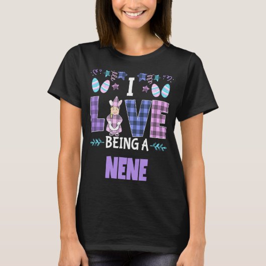 Nene I Love Being a Grandmother Pink Plaid Easter Tシャツ (正面)