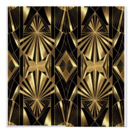 Neo Art Deco Black Gold Geometric Gatsby  ポスター
