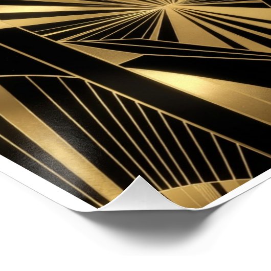 Neo Art Deco Black Gold Geometric Gatsby  ポスター (コーナー)