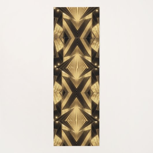 Neo Art Deco Black Gold Geometric Gatsby  ヨガマット (裏面)