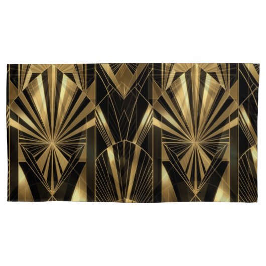 Neo Art Deco Black Gold Geometric Gatsby  枕カバー (正面左)