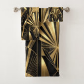 Neo Art Deco Black Gold Geometric Gatsby Bathroom バスタオルセット (インサイチュ)