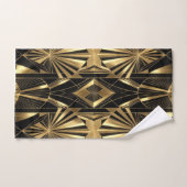 Neo Art Deco Black Gold Geometric Gatsby Bathroom バスタオルセット (ハンドタオル)