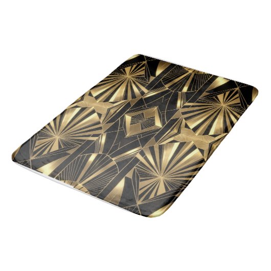 Neo Art Deco Black Gold Geometric Gatsby Bathroom バスマット (アングル)