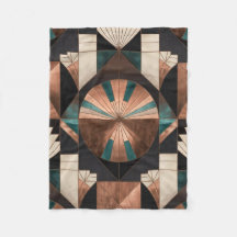 Neo Art Deco Geometric Teal Copper Gold Sunburst