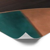  Neo Art Deco Geometric Teal Copper Gold Sunburst ポスター (角)