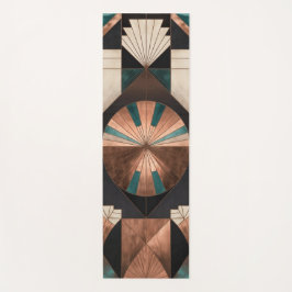 Neo Art Deco Geometric Teal Copper Gold Sunburst ヨガマット