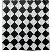 Neo Deco Black and Faux White Marble Checkerboard シャワーカーテン (正面)
