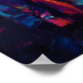 Neo Expressionist Seoul Skyline Vibrant Sunset ポスター (角)