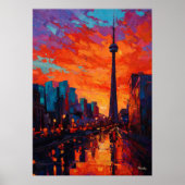 Neo Expressionist Toronto Skyline Vibrant Sunset ポスター (正面)