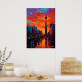 Neo Expressionist Toronto Skyline Vibrant Sunset ポスター (キッチン)