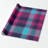 Neo-Fuchsia Plaid Giftwrap ラッピングペーパー (アンロールド)