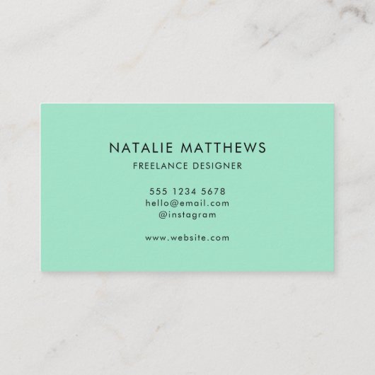 Neo Mint | Minimalist Modern Stylish Handwritten 名刺 (裏面)