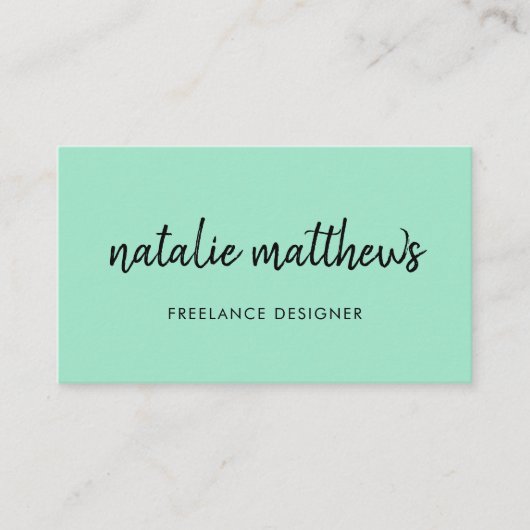 Neo Mint | Minimalist Modern Stylish Handwritten 名刺 (正面)