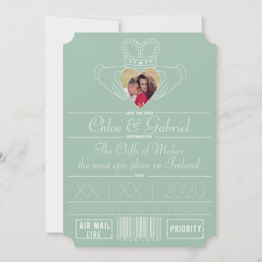Neo-Mint Save the Date Claddagh Photo Frame セーブザデート (正面)
