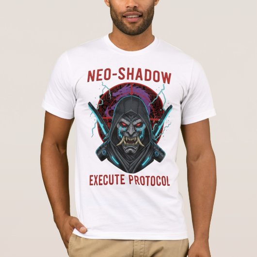 Neo-Shadow Execute Protocol T-Shirt - Cyberpunk Tシャツ (正面)