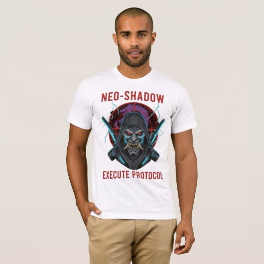 Neo-Shadow Execute Protocol T-Shirt - Cyberpunk Tシャツ (正面フル)