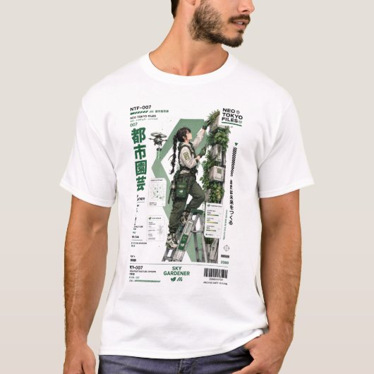 Neo Tokyo Files 007 -エコサイバーパンクアニメテックウェア Tシャツ (正面)