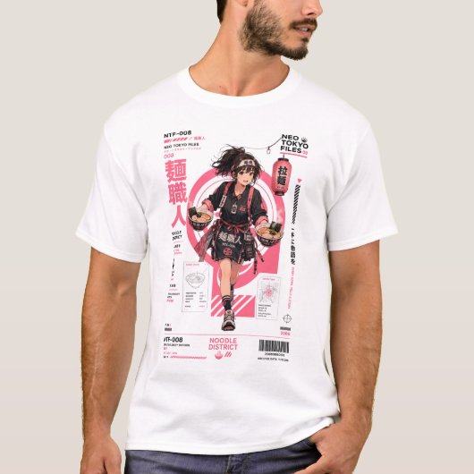 Neo Tokyo Files 008 - ラーメン アニメ 日本のストリートウェア Tシャツ (正面)