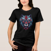 Neo Tribal Wolf in Red & Blue トライブレンドＴシャツ (正面)