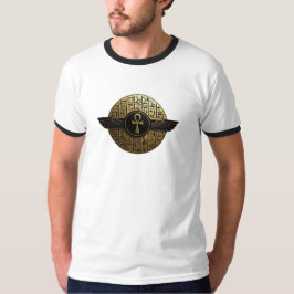 NeoAnkh 3D ゴールデンウイングアンクとヒエログリフ Tシャツ
