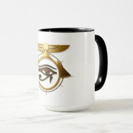 NeoAnkh 3D Eye of Horus Winged Sun Disk Symbol マグカップ