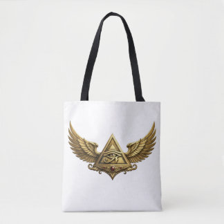 NeoAnkh | 3D Gold Eye of Horus & Winged Pyramid トートバッグ