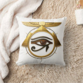 NeoAnkh 3D Golden Eye of Horus & Winged Sun Disk クッション (ブランケット)