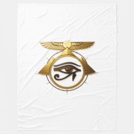 NeoAnkh 3D Golden Eye of Horus & Winged Sun Disk フリースブランケット