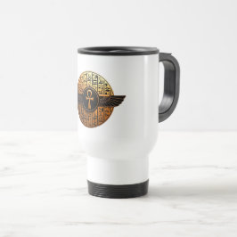 NeoAnkh 3D Golden Winged Ankh & Hieroglyphs Disk トラベルマグ